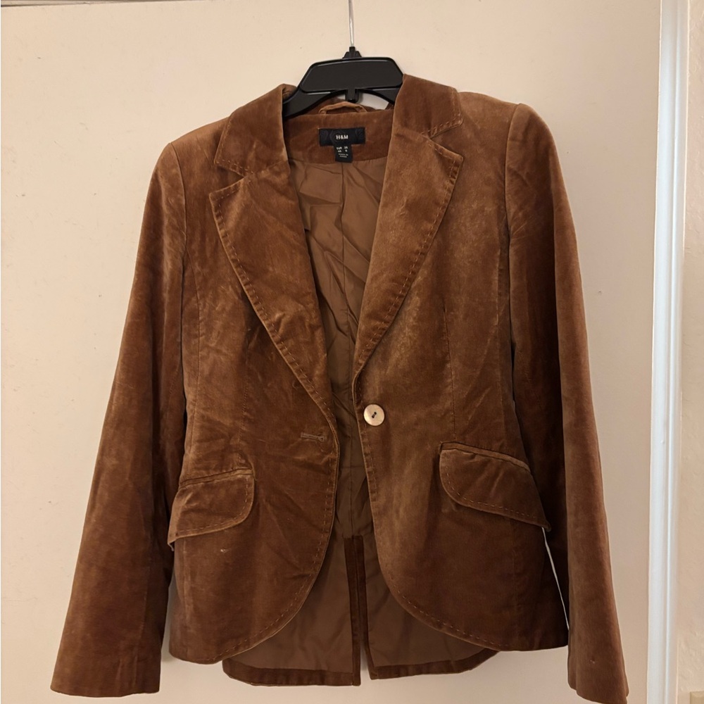 H&M Rich Brown Velvet Blazer